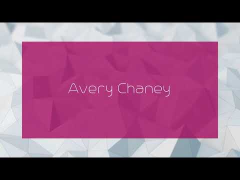 Pink rectangle with the text "Avery Chaney" on a geometric gray background.