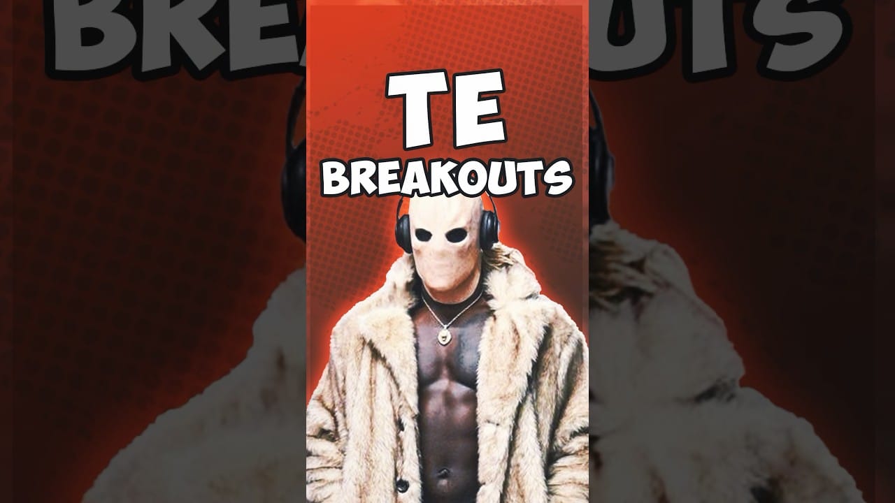 Person wearing a mask and headphones, dressed in a fur coat. Text reads "TE BREAKOUTS." Background features a red and black graphic.