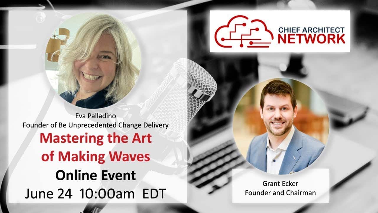 Promotional image for an online event titled "Mastering the Art of Making Waves," featuring Eva Palladino and Grant Ecker, scheduled for June 24 at 10:00am EDT.