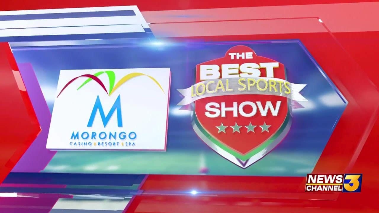 Graphic displaying "The Best Local Sports Show" with a shield design and Morongo Casino Resort Spa logo, alongside News Channel 3 branding.